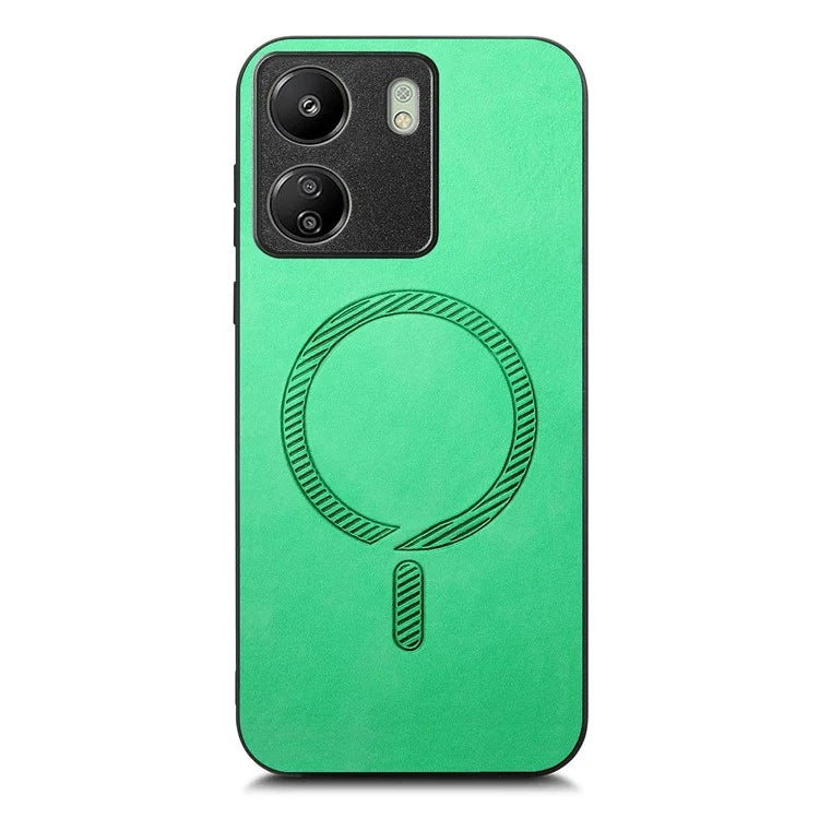 For Xiaomi Redmi 13C 5G  /  13C 4G  /  13R 5G  /  Poco M6 5G Leather Back Case Compatible with MagSafe Skin-Touch Phone Cover