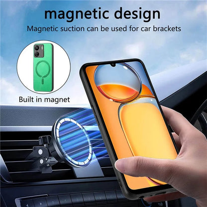 For Xiaomi Redmi 13C 5G  /  13C 4G  /  13R 5G  /  Poco M6 5G Leather Back Case Compatible with MagSafe Skin-Touch Phone Cover