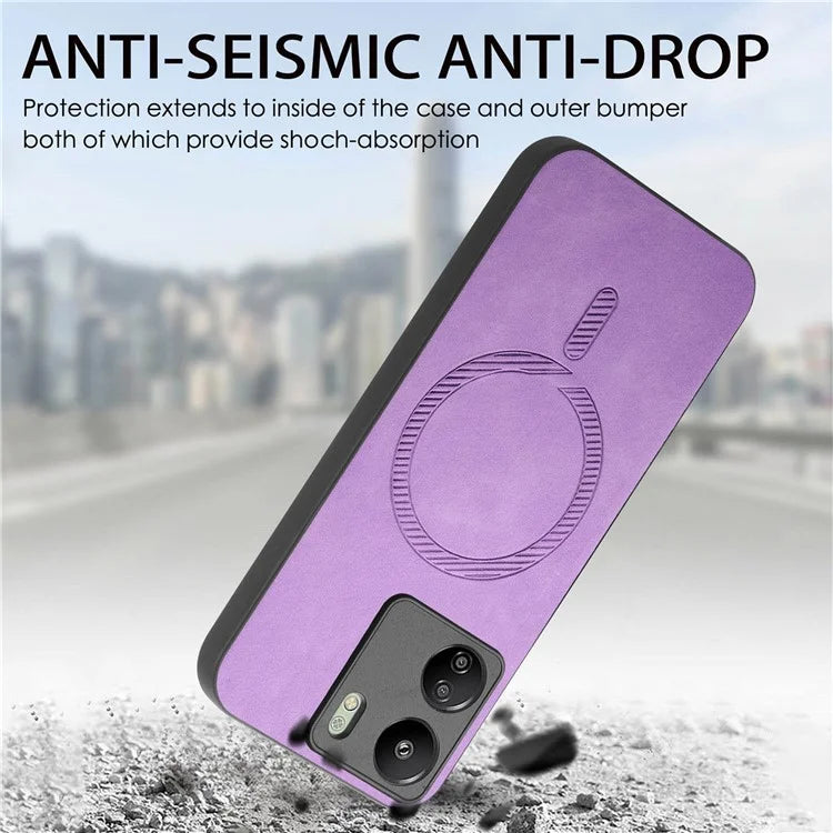 For Xiaomi Redmi 13C 5G  /  13C 4G  /  13R 5G  /  Poco M6 5G Leather Back Case Compatible with MagSafe Skin-Touch Phone Cover