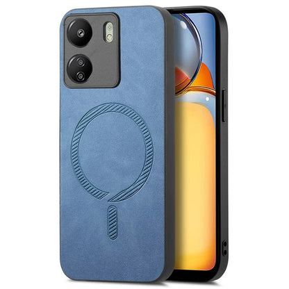 For Xiaomi Redmi 13C 5G  /  13C 4G  /  13R 5G  /  Poco M6 5G Leather Back Case Compatible with MagSafe Skin-Touch Phone Cover