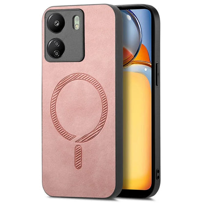 For Xiaomi Redmi 13C 5G  /  13C 4G  /  13R 5G  /  Poco M6 5G Leather Back Case Compatible with MagSafe Skin-Touch Phone Cover