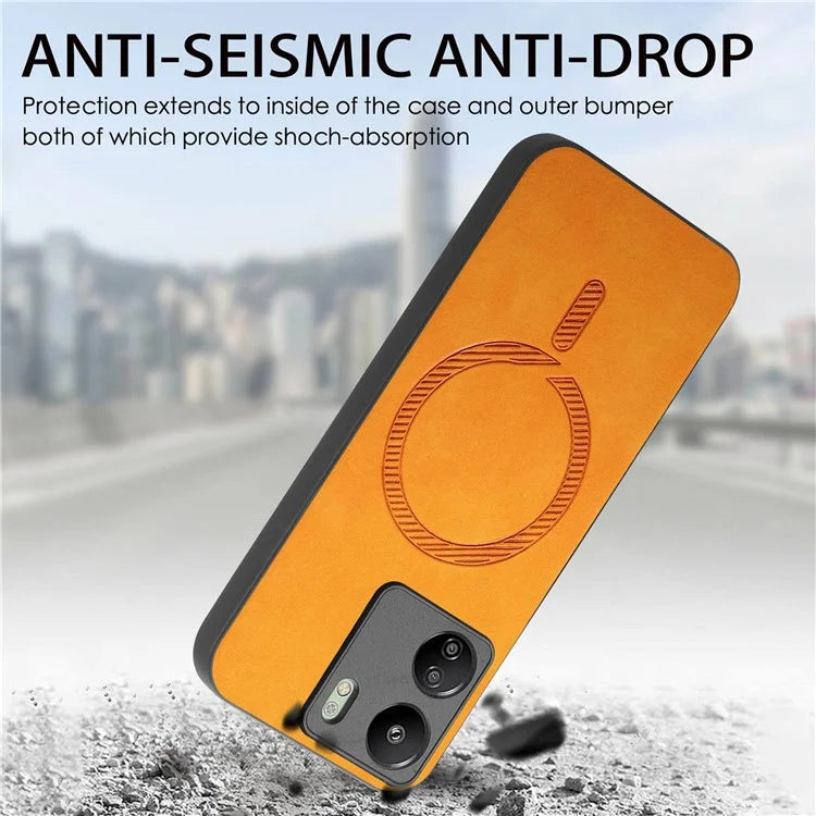 For Xiaomi Redmi 13C 5G  /  13C 4G  /  13R 5G  /  Poco M6 5G Leather Back Case Compatible with MagSafe Skin-Touch Phone Cover