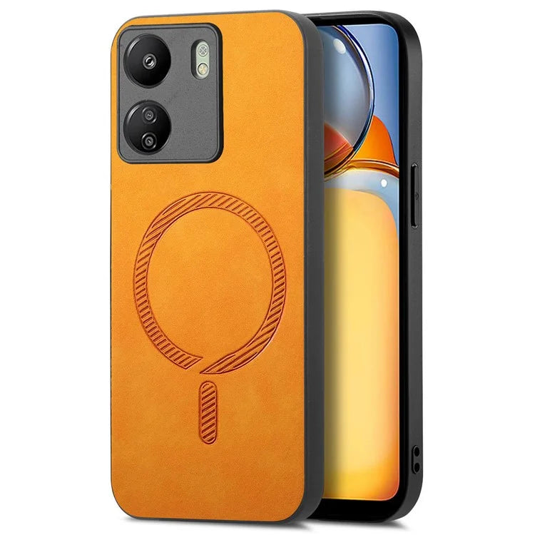 For Xiaomi Redmi 13C 5G  /  13C 4G  /  13R 5G  /  Poco M6 5G Leather Back Case Compatible with MagSafe Skin-Touch Phone Cover