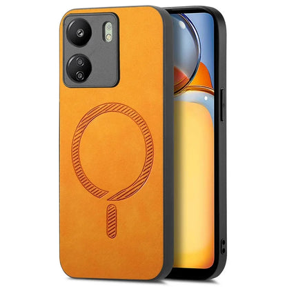 For Xiaomi Redmi 13C 5G  /  13C 4G  /  13R 5G  /  Poco M6 5G Leather Back Case Compatible with MagSafe Skin-Touch Phone Cover