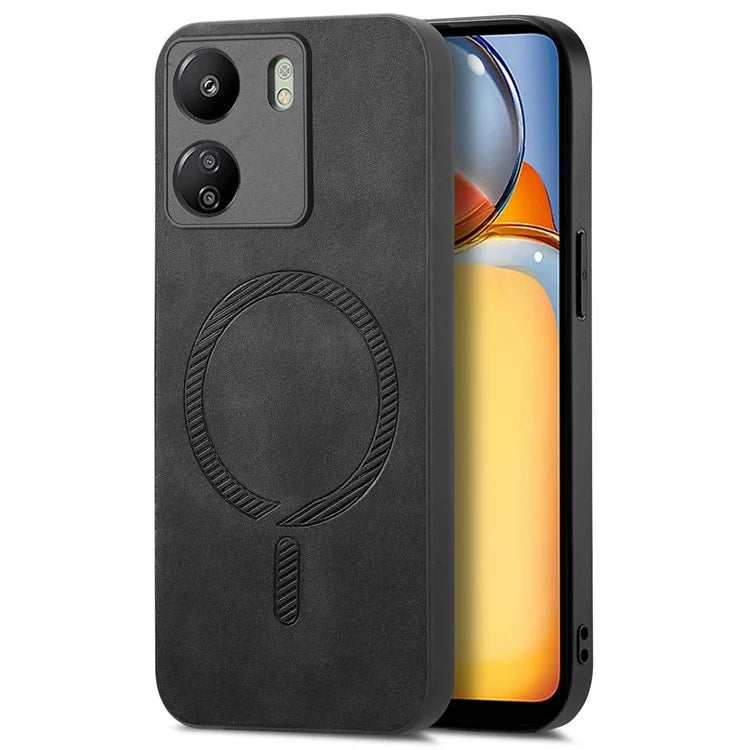 For Xiaomi Redmi 13C 5G  /  13C 4G  /  13R 5G  /  Poco M6 5G Leather Back Case Compatible with MagSafe Skin-Touch Phone Cover