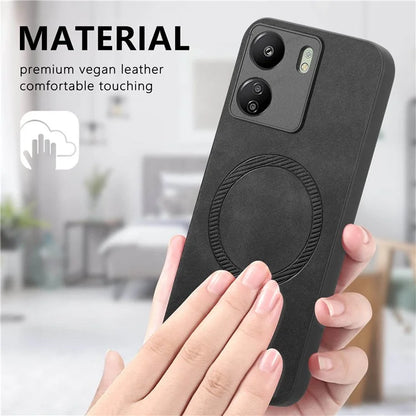 For Xiaomi Redmi 13C 5G  /  13C 4G  /  13R 5G  /  Poco M6 5G Leather Back Case Compatible with MagSafe Skin-Touch Phone Cover