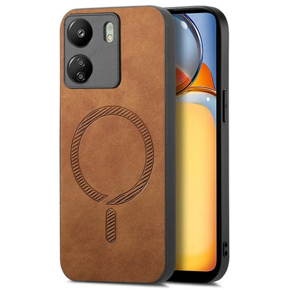 For Xiaomi Redmi 13C 5G  /  13C 4G  /  13R 5G  /  Poco M6 5G Leather Back Case Compatible with MagSafe Skin-Touch Phone Cover