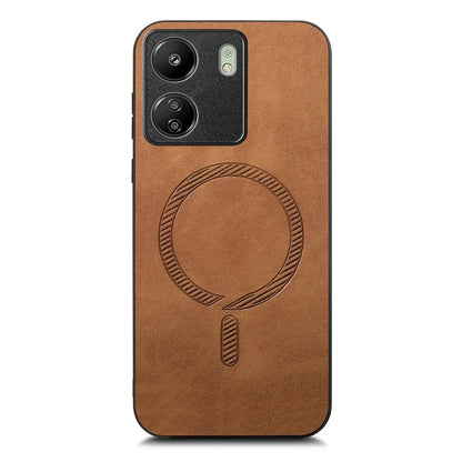 For Xiaomi Redmi 13C 5G  /  13C 4G  /  13R 5G  /  Poco M6 5G Leather Back Case Compatible with MagSafe Skin-Touch Phone Cover