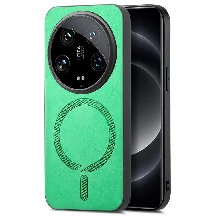 For Xiaomi 14 Ultra Leather Back Case Compatible with MagSafe Skin-Touch Phone Cover