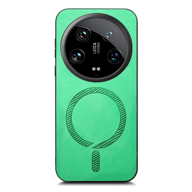 For Xiaomi 14 Ultra Leather Back Case Compatible with MagSafe Skin-Touch Phone Cover