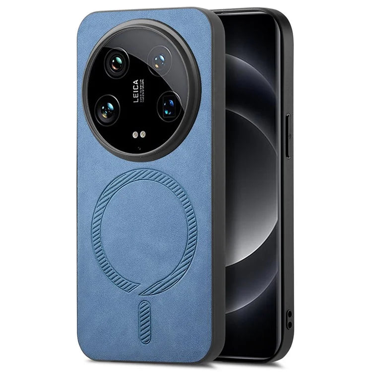 For Xiaomi 14 Ultra Leather Back Case Compatible with MagSafe Skin-Touch Phone Cover