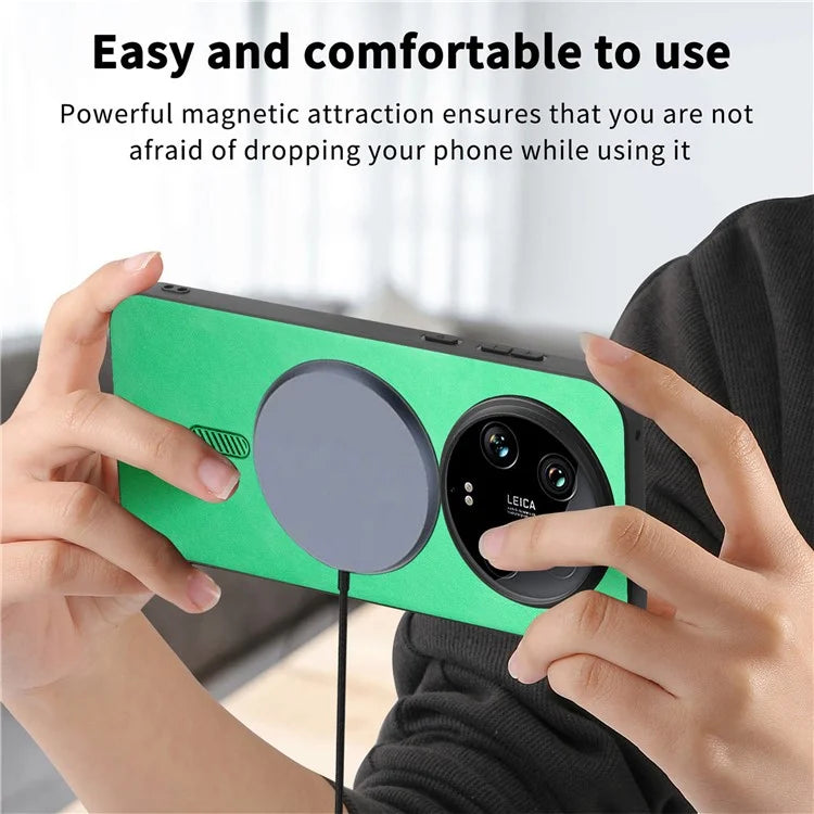 For Xiaomi 14 Ultra Leather Back Case Compatible with MagSafe Skin-Touch Phone Cover