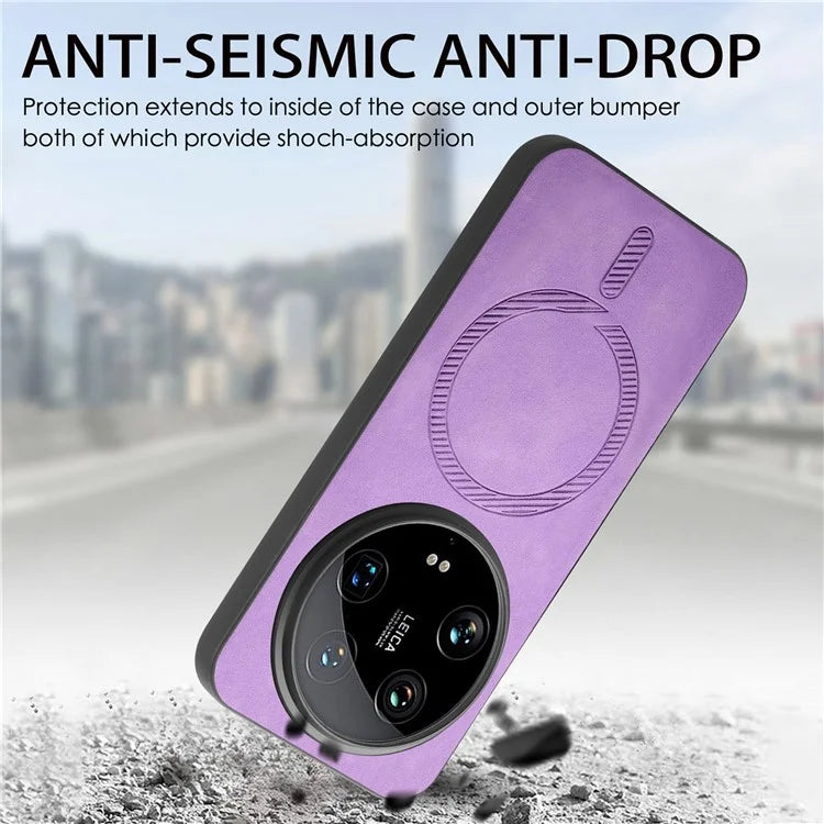 For Xiaomi 14 Ultra Leather Back Case Compatible with MagSafe Skin-Touch Phone Cover