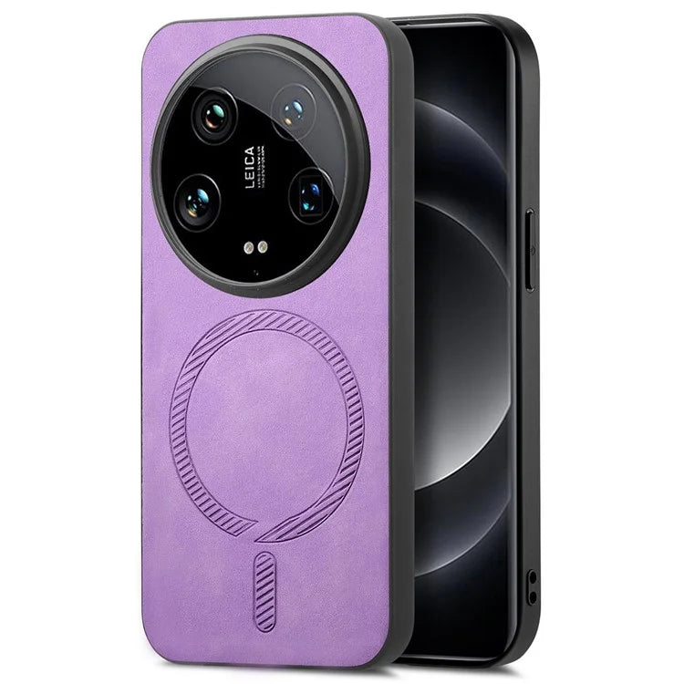 For Xiaomi 14 Ultra Leather Back Case Compatible with MagSafe Skin-Touch Phone Cover