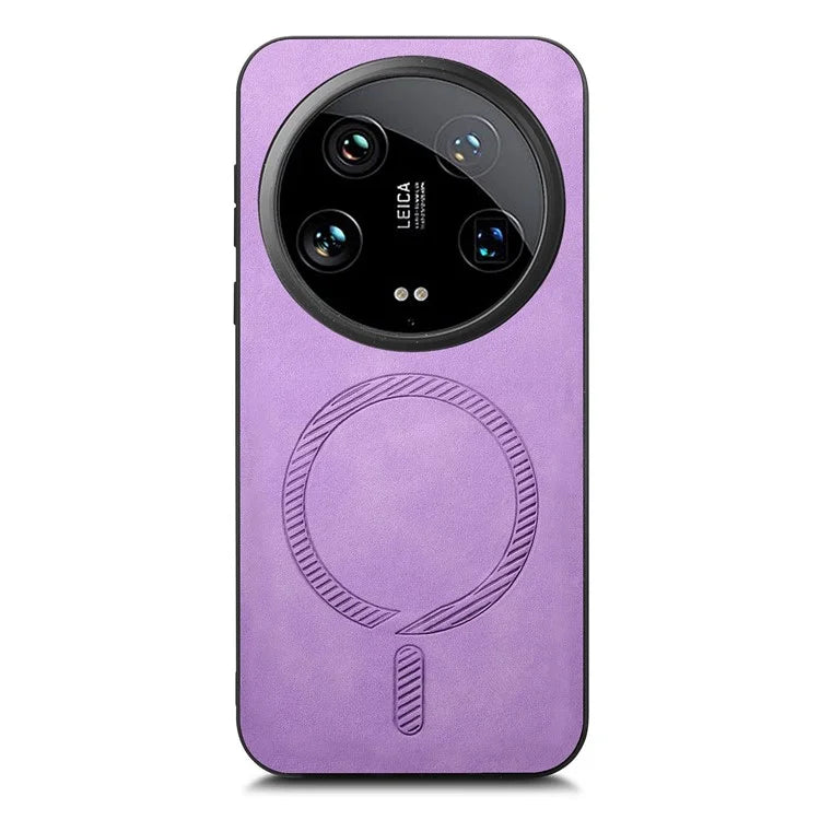 For Xiaomi 14 Ultra Leather Back Case Compatible with MagSafe Skin-Touch Phone Cover