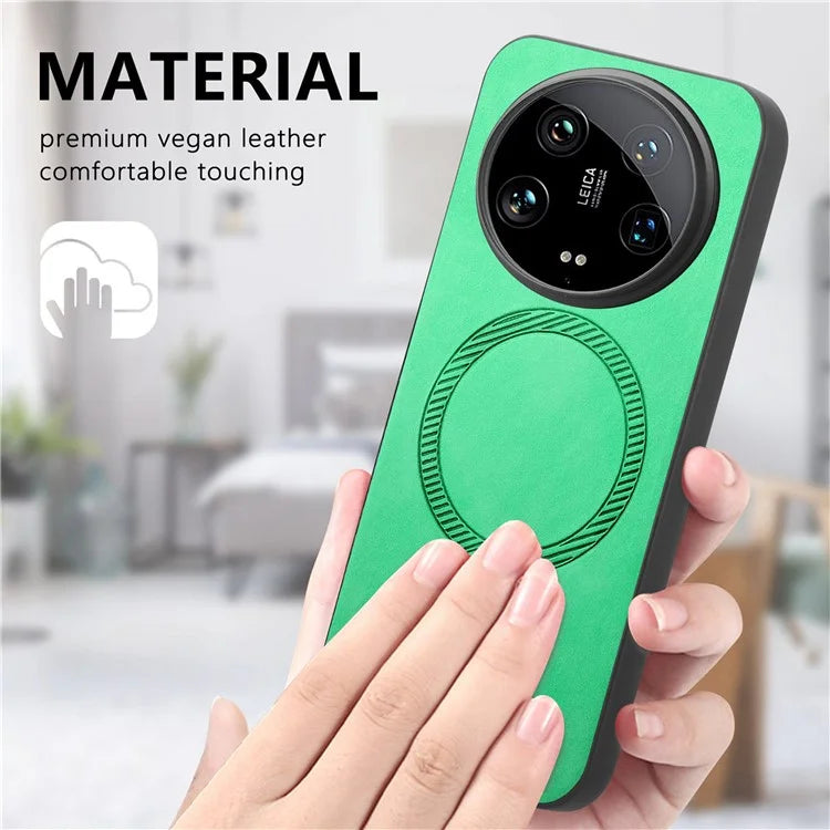 For Xiaomi 14 Ultra Leather Back Case Compatible with MagSafe Skin-Touch Phone Cover