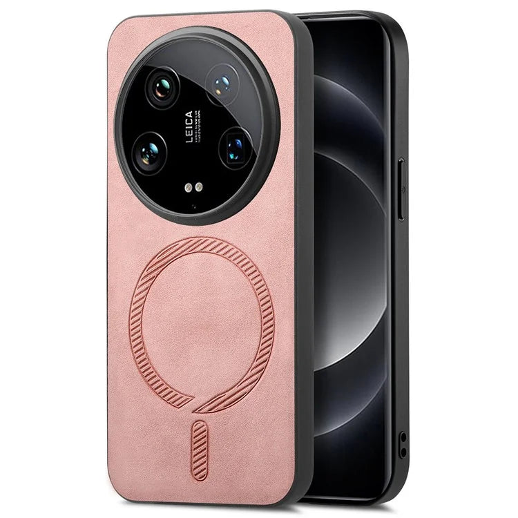 For Xiaomi 14 Ultra Leather Back Case Compatible with MagSafe Skin-Touch Phone Cover