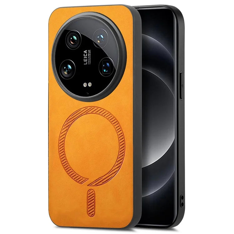 For Xiaomi 14 Ultra Leather Back Case Compatible with MagSafe Skin-Touch Phone Cover