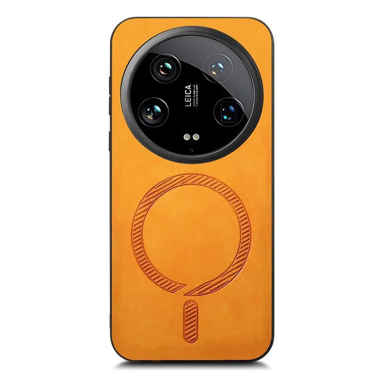 For Xiaomi 14 Ultra Leather Back Case Compatible with MagSafe Skin-Touch Phone Cover