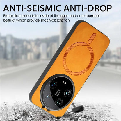 For Xiaomi 14 Ultra Leather Back Case Compatible with MagSafe Skin-Touch Phone Cover