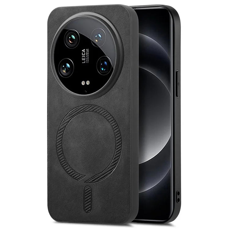 For Xiaomi 14 Ultra Leather Back Case Compatible with MagSafe Skin-Touch Phone Cover