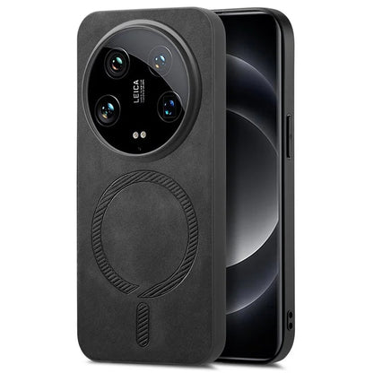 For Xiaomi 14 Ultra Leather Back Case Compatible with MagSafe Skin-Touch Phone Cover