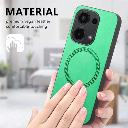 For Xiaomi Poco M6 Pro 4G  /  Redmi Note 13 Pro 4G Leather Back Case Compatible with MagSafe Skin-Touch Phone Cover