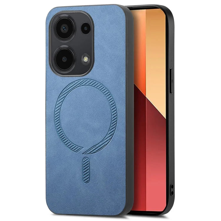For Xiaomi Poco M6 Pro 4G  /  Redmi Note 13 Pro 4G Leather Back Case Compatible with MagSafe Skin-Touch Phone Cover