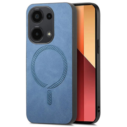 For Xiaomi Poco M6 Pro 4G  /  Redmi Note 13 Pro 4G Leather Back Case Compatible with MagSafe Skin-Touch Phone Cover