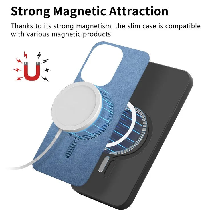 For Xiaomi Poco M6 Pro 4G  /  Redmi Note 13 Pro 4G Leather Back Case Compatible with MagSafe Skin-Touch Phone Cover