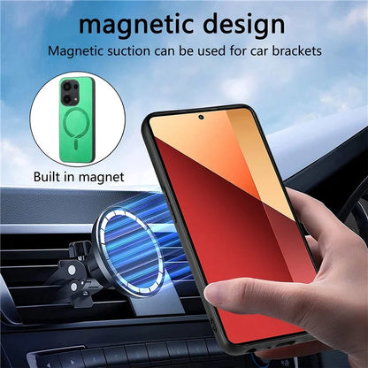 For Xiaomi Poco M6 Pro 4G  /  Redmi Note 13 Pro 4G Leather Back Case Compatible with MagSafe Skin-Touch Phone Cover