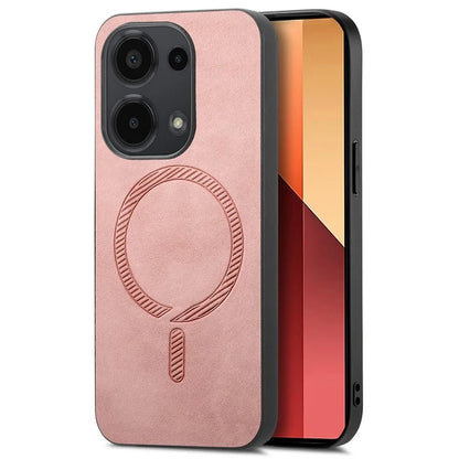 For Xiaomi Poco M6 Pro 4G  /  Redmi Note 13 Pro 4G Leather Back Case Compatible with MagSafe Skin-Touch Phone Cover
