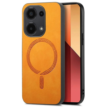 For Xiaomi Poco M6 Pro 4G  /  Redmi Note 13 Pro 4G Leather Back Case Compatible with MagSafe Skin-Touch Phone Cover