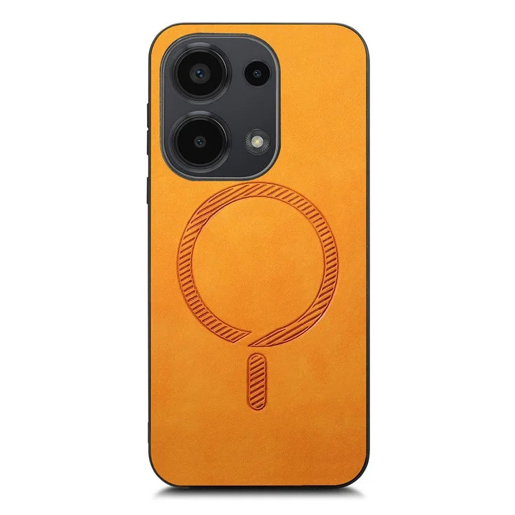 For Xiaomi Poco M6 Pro 4G  /  Redmi Note 13 Pro 4G Leather Back Case Compatible with MagSafe Skin-Touch Phone Cover