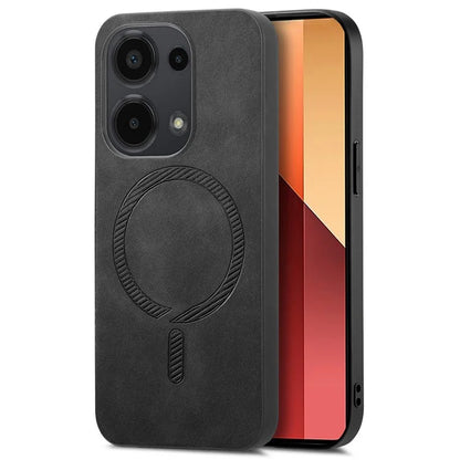 For Xiaomi Poco M6 Pro 4G  /  Redmi Note 13 Pro 4G Leather Back Case Compatible with MagSafe Skin-Touch Phone Cover