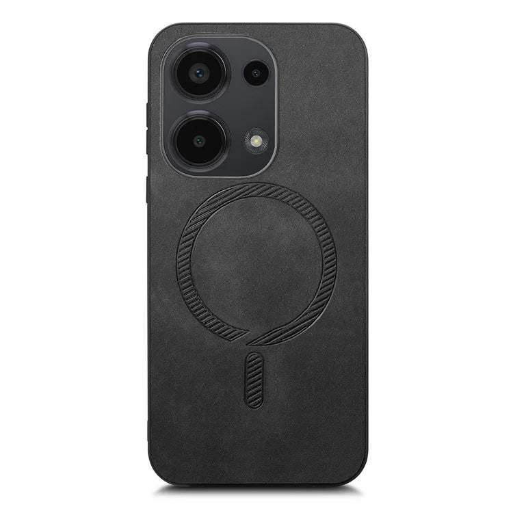 For Xiaomi Poco M6 Pro 4G  /  Redmi Note 13 Pro 4G Leather Back Case Compatible with MagSafe Skin-Touch Phone Cover
