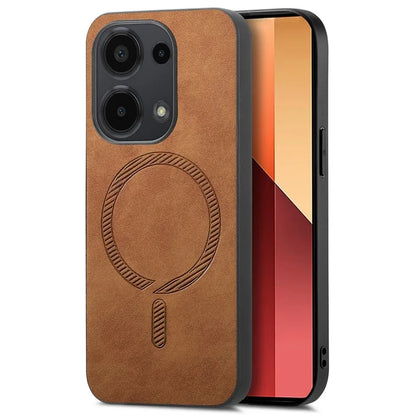 For Xiaomi Poco M6 Pro 4G  /  Redmi Note 13 Pro 4G Leather Back Case Compatible with MagSafe Skin-Touch Phone Cover