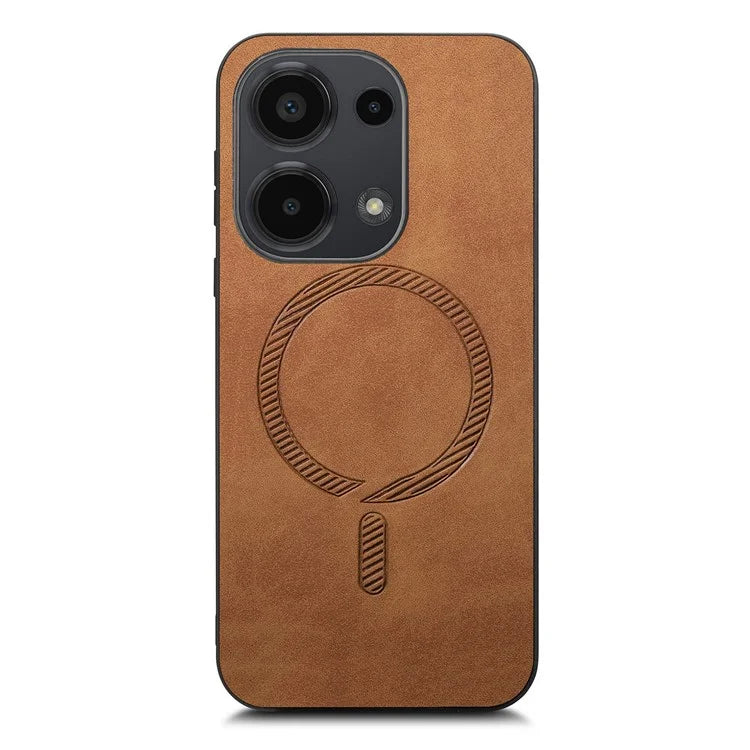 For Xiaomi Poco M6 Pro 4G  /  Redmi Note 13 Pro 4G Leather Back Case Compatible with MagSafe Skin-Touch Phone Cover