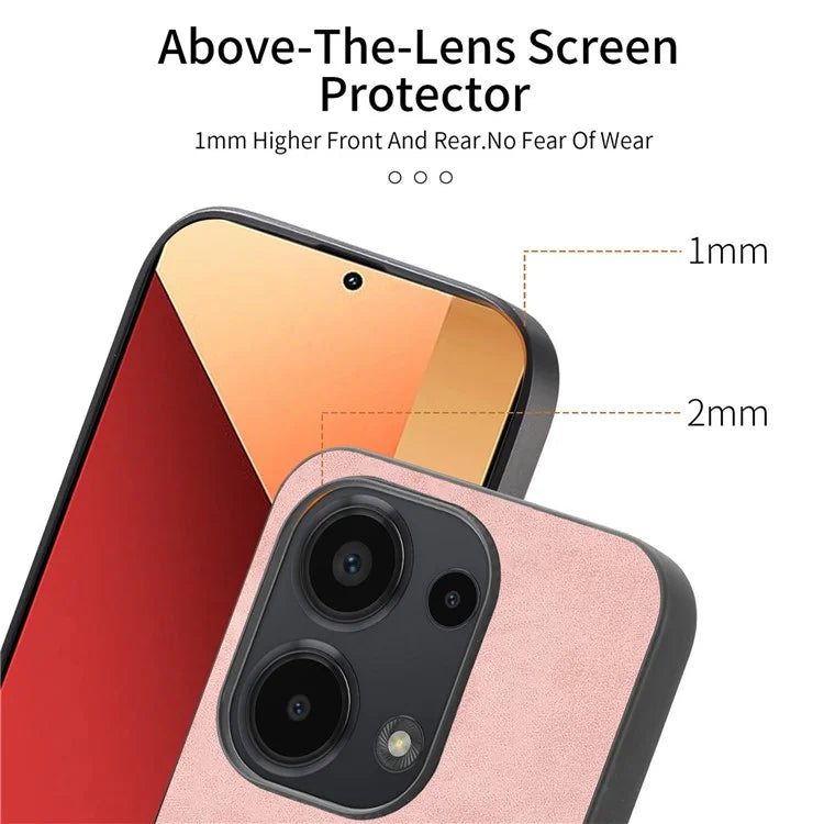 For Xiaomi Poco M6 Pro 4G  /  Redmi Note 13 Pro 4G Leather Back Case Compatible with MagSafe Skin-Touch Phone Cover