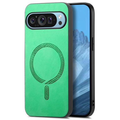 For Google Pixel 9 Pro  /  Pixel 9 Leather Back Case Compatible with MagSafe Skin-Touch Phone Cover