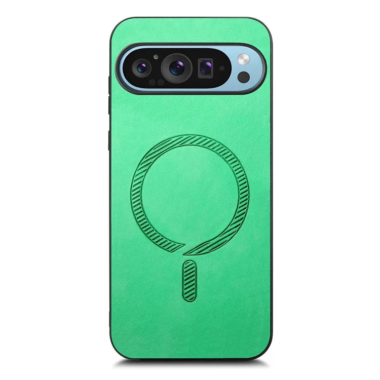 For Google Pixel 9 Pro  /  Pixel 9 Leather Back Case Compatible with MagSafe Skin-Touch Phone Cover