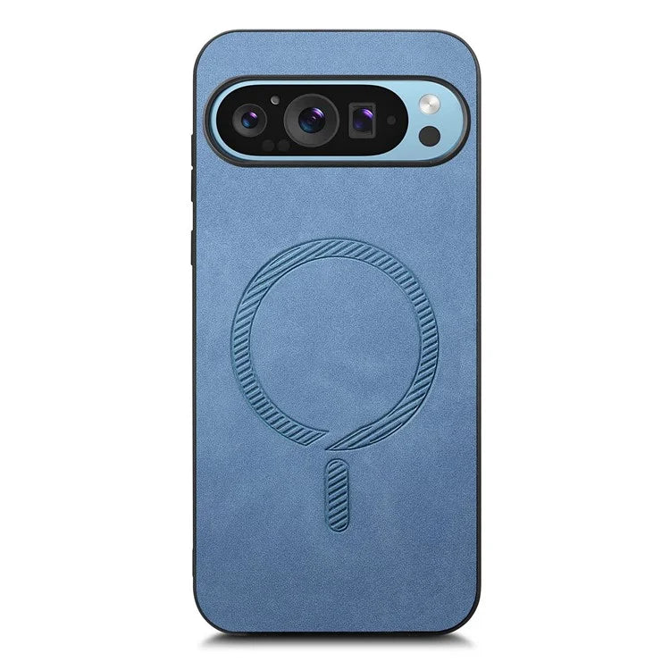 For Google Pixel 9 Pro  /  Pixel 9 Leather Back Case Compatible with MagSafe Skin-Touch Phone Cover