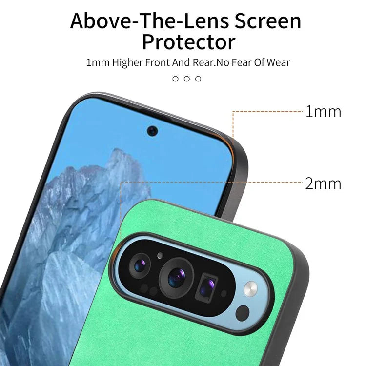 For Google Pixel 9 Pro  /  Pixel 9 Leather Back Case Compatible with MagSafe Skin-Touch Phone Cover