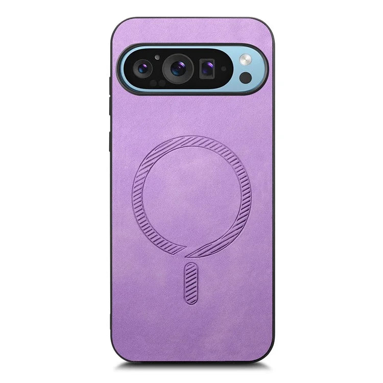 For Google Pixel 9 Pro  /  Pixel 9 Leather Back Case Compatible with MagSafe Skin-Touch Phone Cover