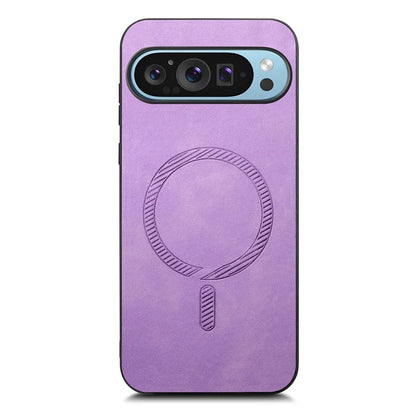 For Google Pixel 9 Pro  /  Pixel 9 Leather Back Case Compatible with MagSafe Skin-Touch Phone Cover