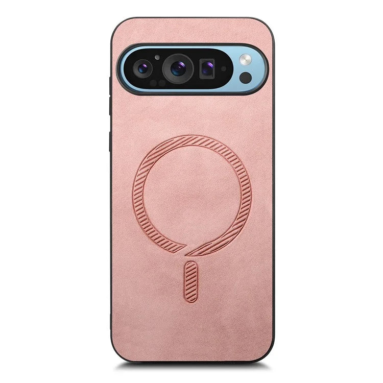 For Google Pixel 9 Pro  /  Pixel 9 Leather Back Case Compatible with MagSafe Skin-Touch Phone Cover