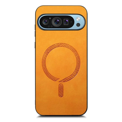 For Google Pixel 9 Pro  /  Pixel 9 Leather Back Case Compatible with MagSafe Skin-Touch Phone Cover