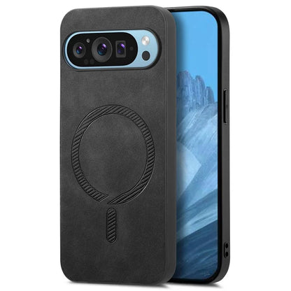 For Google Pixel 9 Pro  /  Pixel 9 Leather Back Case Compatible with MagSafe Skin-Touch Phone Cover