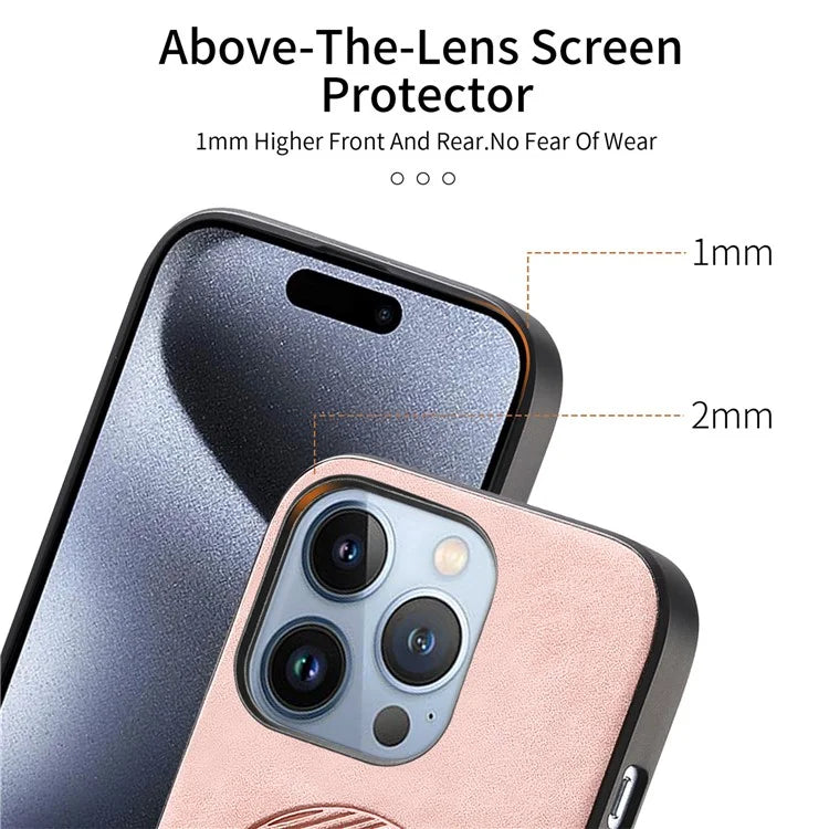For iPhone 15 Pro Leather Back Case Compatible with MagSafe Skin-Touch Phone Cover
