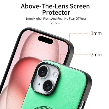 For iPhone 15 Leather Back Case Compatible with MagSafe Skin-Touch Phone Cover